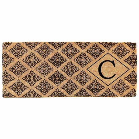 Monogram Door Mat, Black, Natural, 18 in W x 46 in L